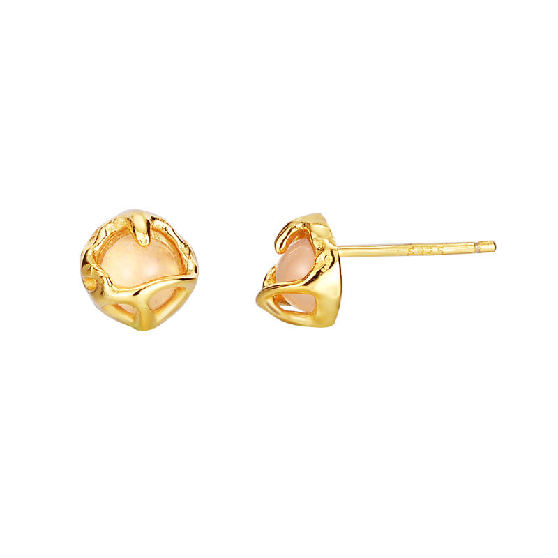Organic Petal-Wrapped Pearl Studs