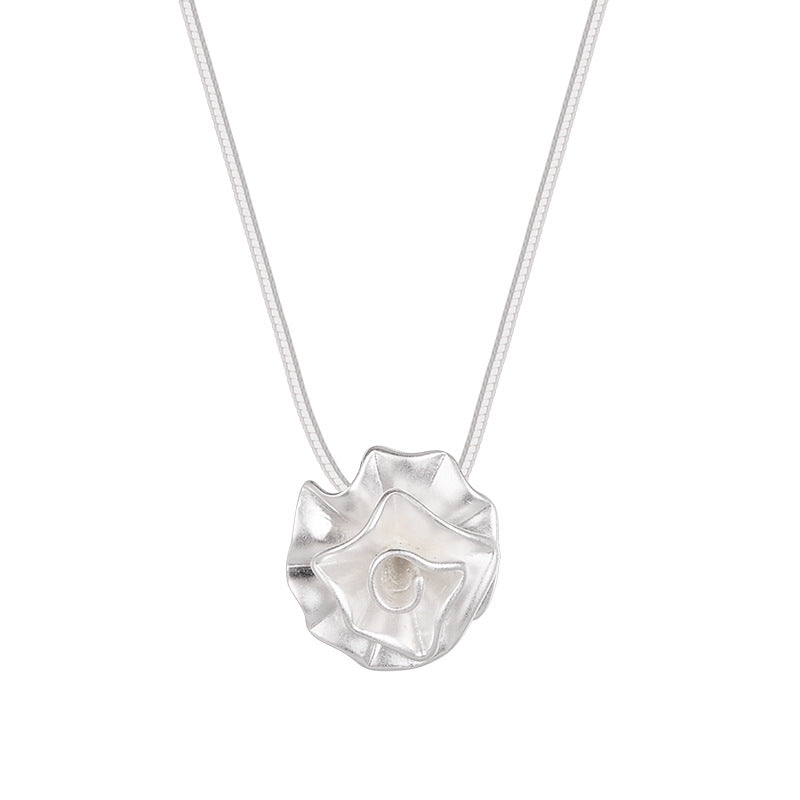 Organic Form Flower Pendant on a Snake Chain
