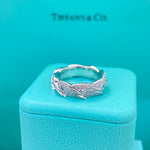 Tiffany Damenring mit Diamant-Federdekor, silber/weißgoldfarben mit Steinen