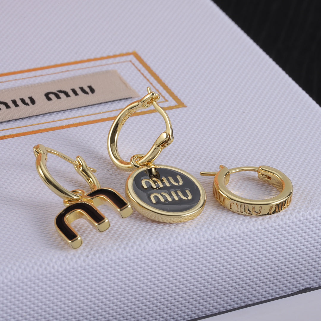 Miu Miu Exquisite Enamel Three-Piece Metal Earring Women