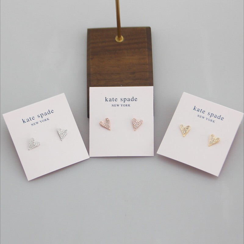 Kate Spade diamond-encrusted sparkling heart-shaped stud earrings
