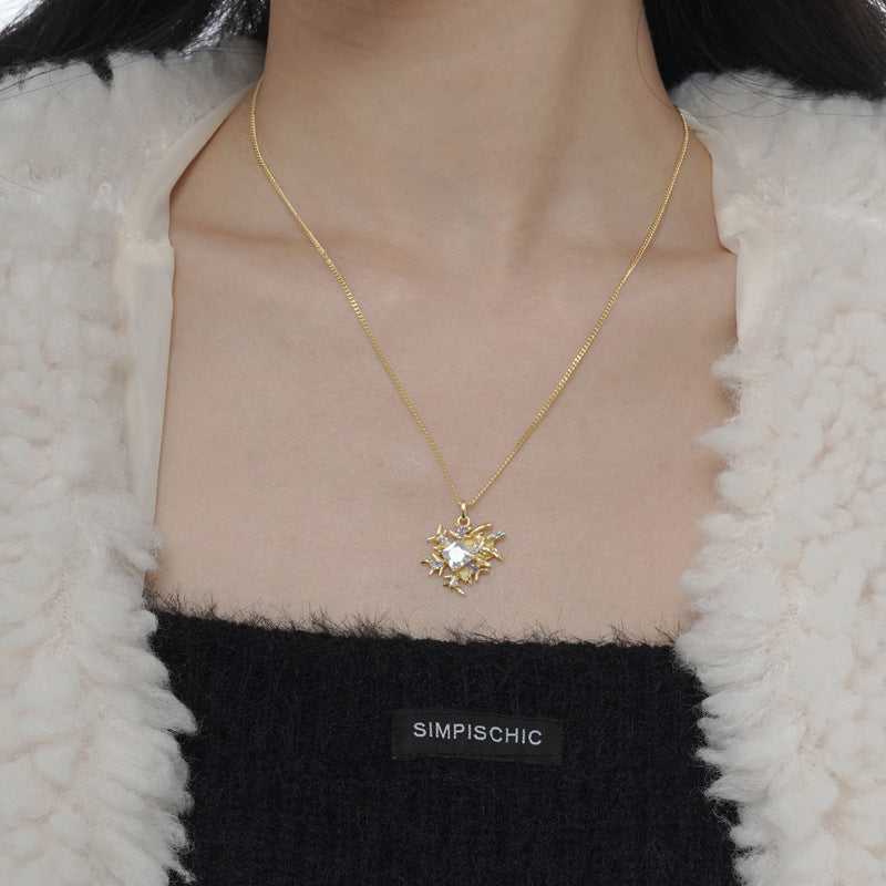 Modern Organic Form Gold Necklace

