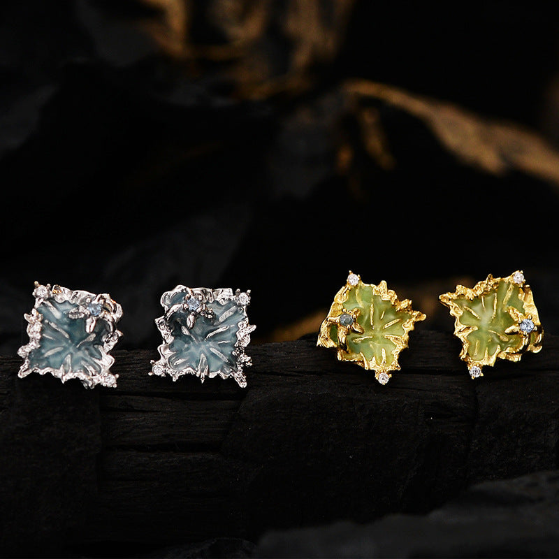 Melted Silver and Enamel Earrings

