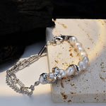 Minimalist Silver Bracelet with a Bold Pearl Accent

