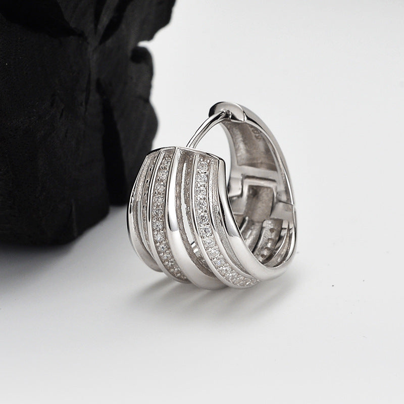 Rhinestone Striped Hoop Earrings

