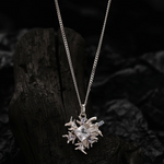 Unpolished Stone Look Gold Pendant with Gems

