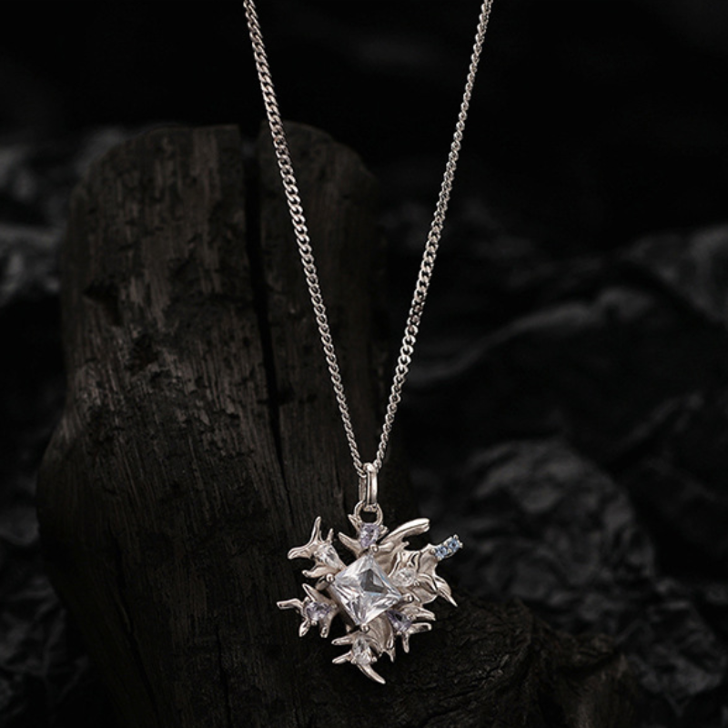 Unpolished Stone Look Gold Pendant with Gems

