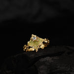 Unpolished Stone Look Ring with Glossy Inlay

