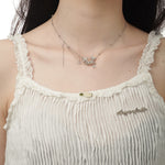 Modern Abstract Butterfly and Circle Pendant Necklace

