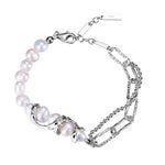 Handmade Silver Bracelet with Freeform Pearls

