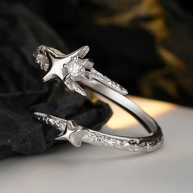 Delicate Star Wrap Ring with a Rhinestone

