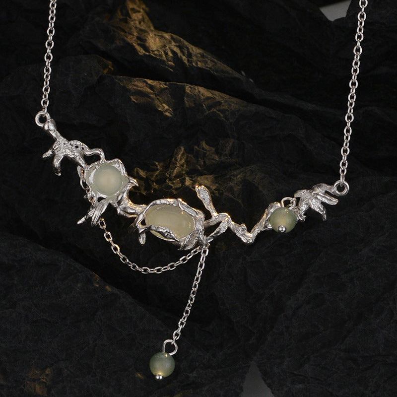 Tree Bark Textured Silver Necklace

