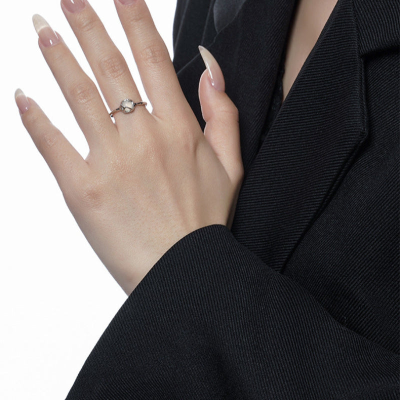 Elegant Open Ring with a Locket Pearl

