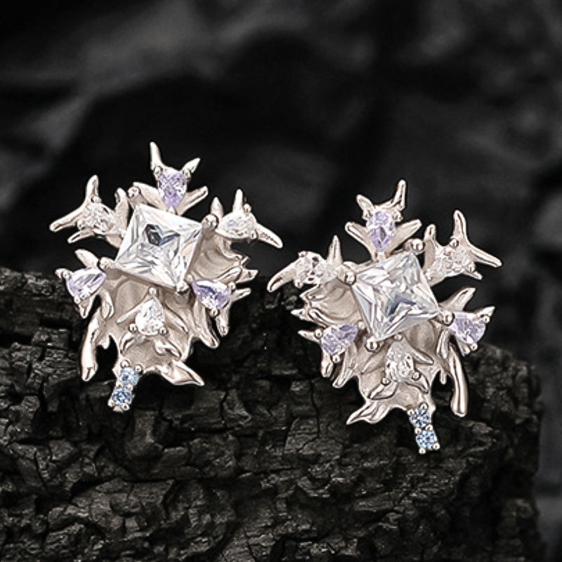 Textured Silver Tone Statement Earrings

