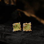 Rough Texture Stud Earrings with Rhinestone Details

