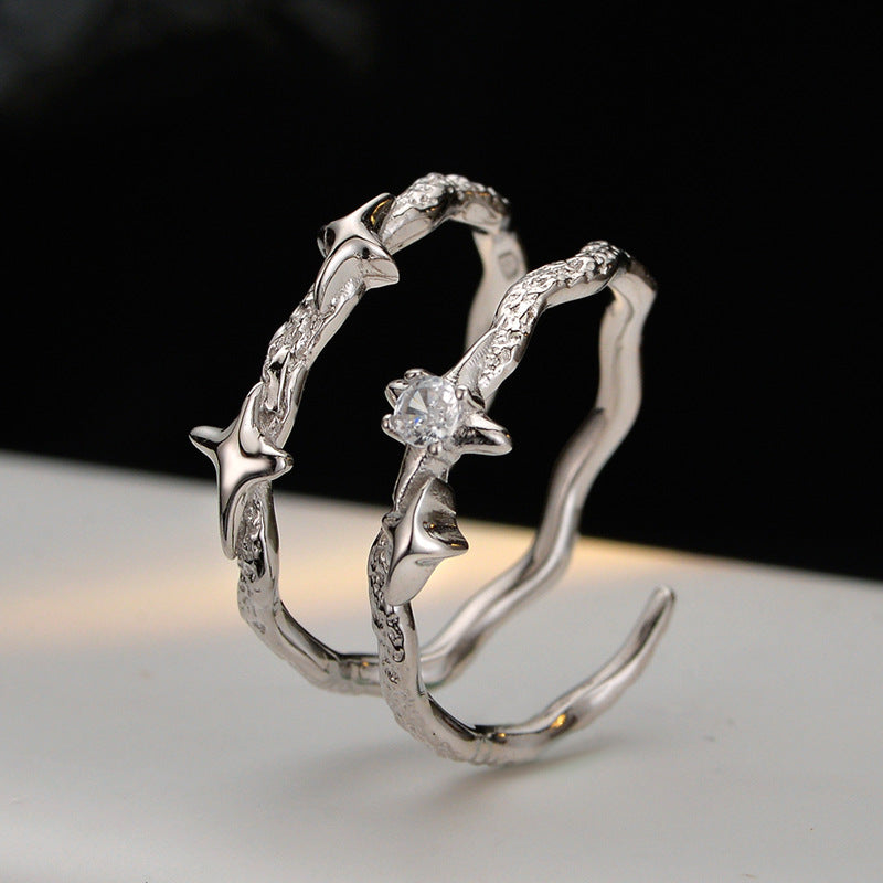 Twisted Sterling Silver Star Ring

