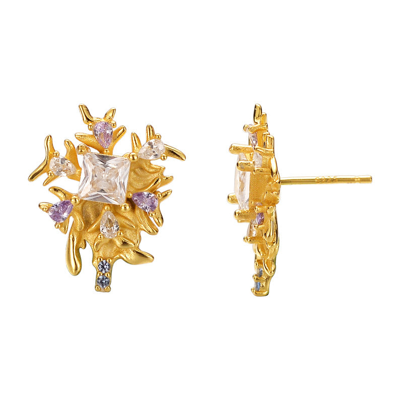 Radiant Cubic Zirconia Snowflake Studs

