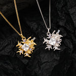 Avant-garde Gold Pendant with Crystal Details

