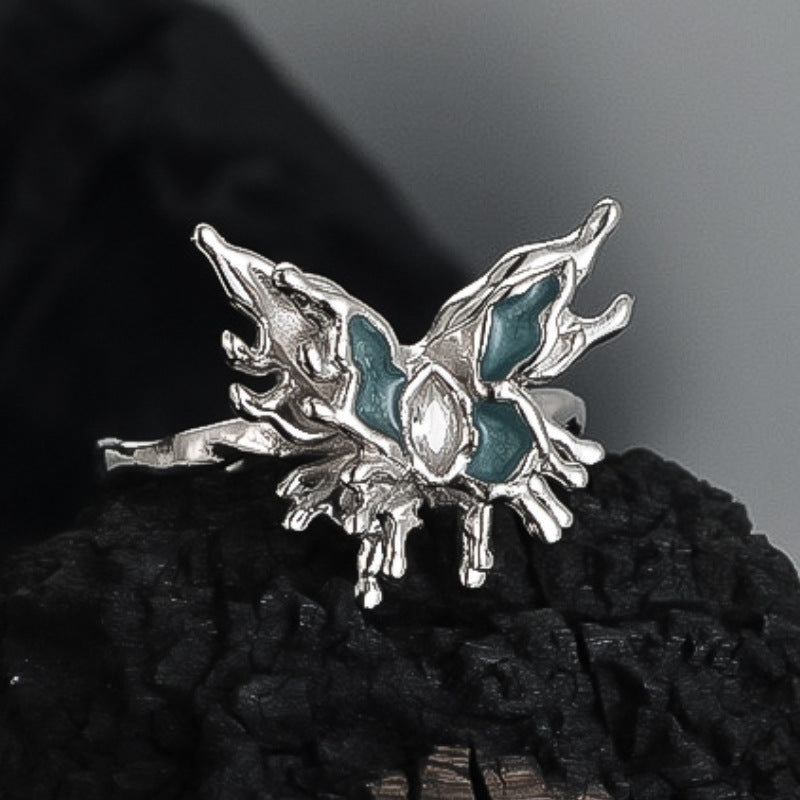 Textured Silver Butterfly Ring

