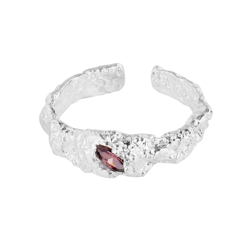 Liquid Silver & Pear-Cut Gem Ring

