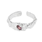 Liquid Silver & Pear-Cut Gem Ring

