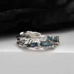 Distressed Look Hoop Earrings with Blue Inlay

