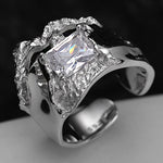 Organic-Shaped Silver Ring with a Luminous Crystal

