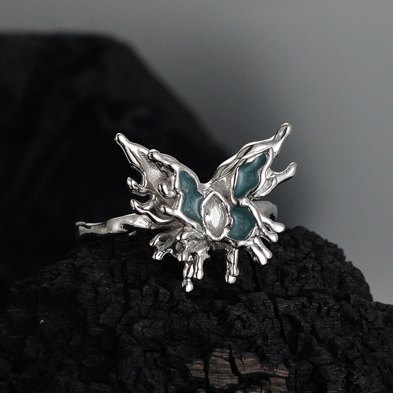 Dripping Metal Butterfly Ring

