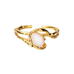 Textured Gold Ring with Oval Opal

