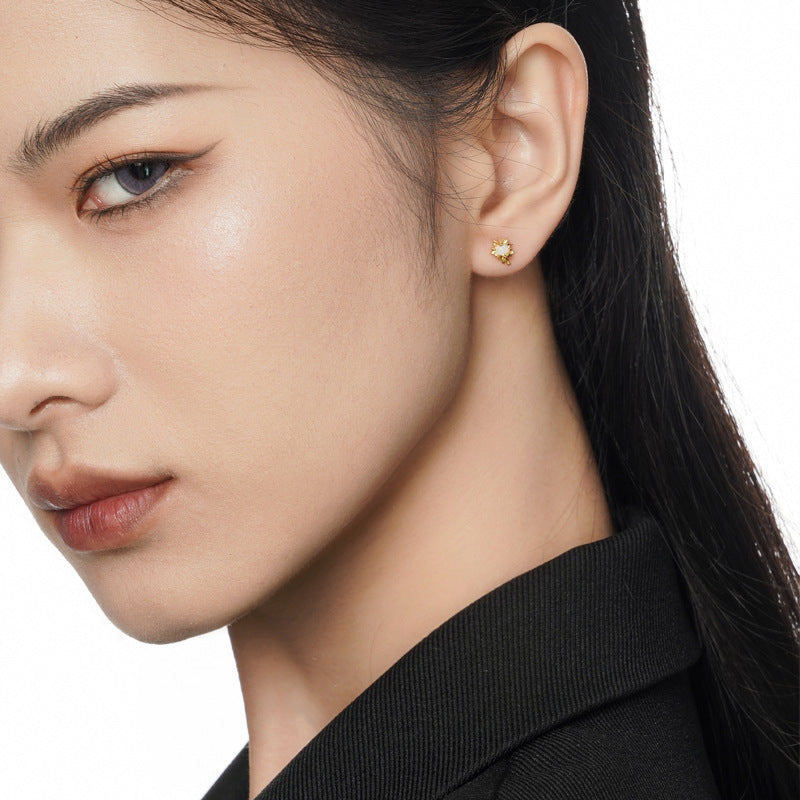 Modern Abstract Spiky Studs with Fire Opal

