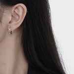 Two-Tone Silver and Blue Enamel Huggies

