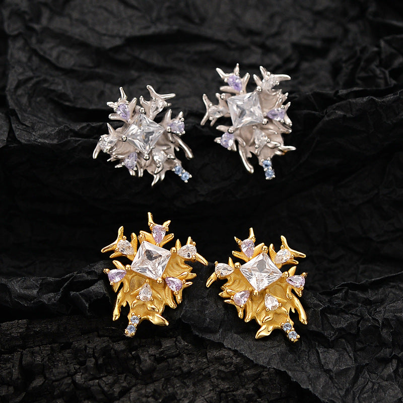 Icy Silver Zirconia Snowflake Earrings

