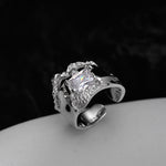 Avant-Garde Sterling Silver Ring with a Raw Finish

