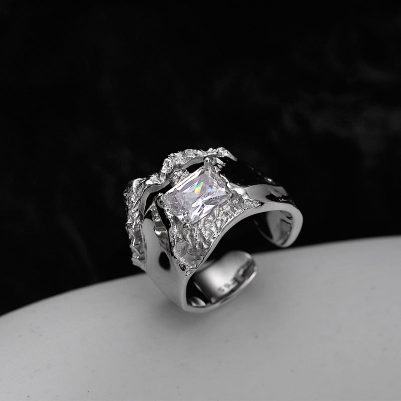 Avant-Garde Sterling Silver Ring with a Raw Finish

