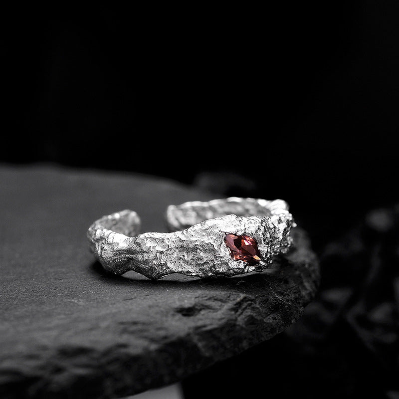 Volcanic Texture Red Stone Ring

