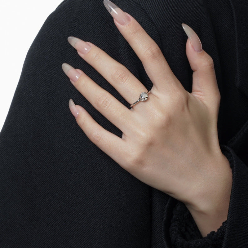 Modernist Open Ring with a Locket Detail

