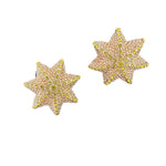 Oscar de la Renta gold-tone star stud earrings with yellow-green rhinestone accents