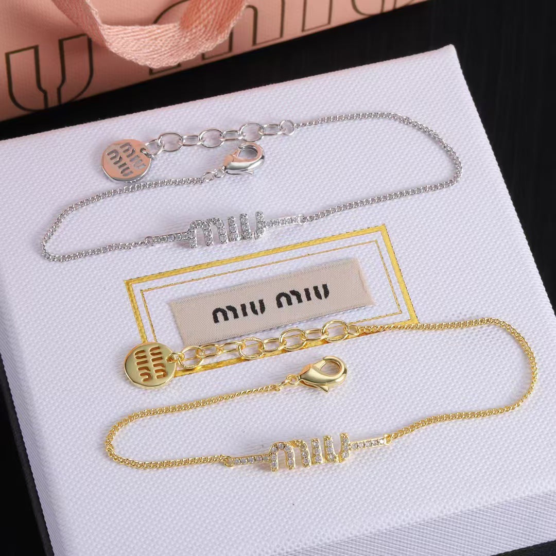 Miu Miu Fashionable and Versatile Rhinestone Bracelet