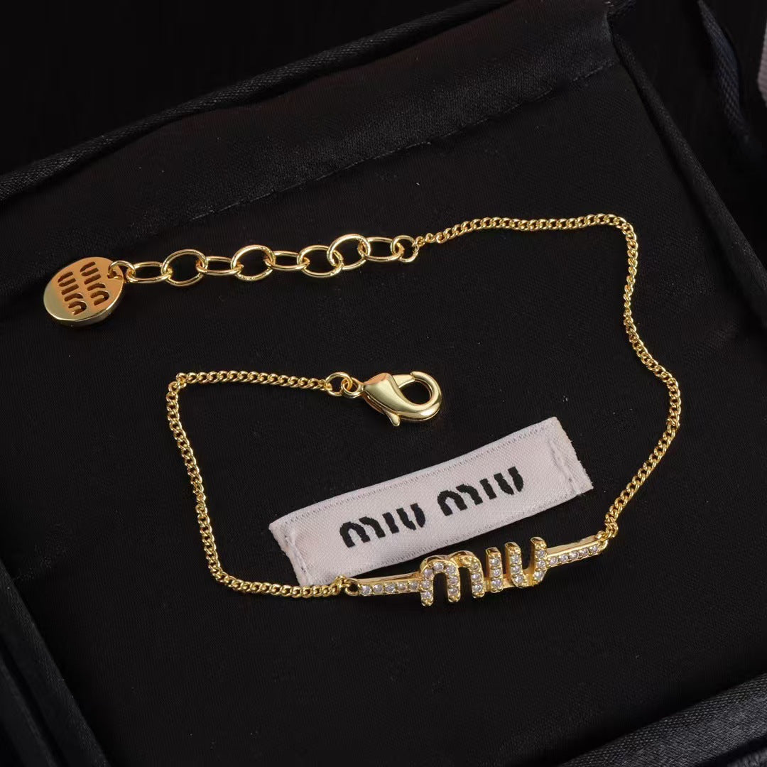 Miu Miu Fashionable and Versatile Rhinestone Bracelet