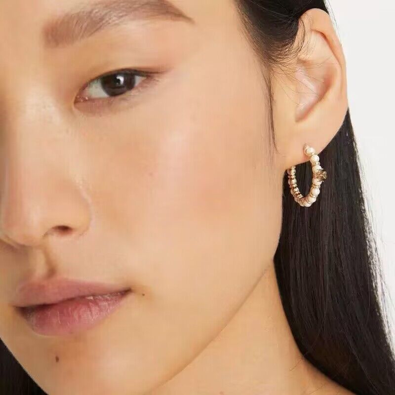 Tory Burch Exquisite Pearl Logo Earrings