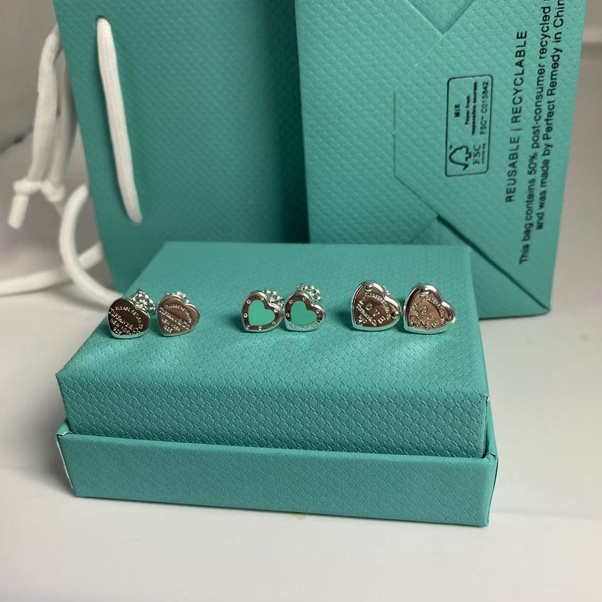 Tiffany Classic Smooth Enamel Heart Earrings