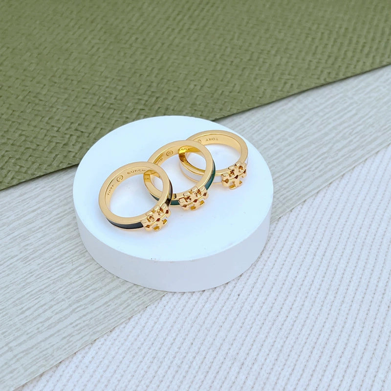 Tory Burch Enamel Narrow Band Women's Metal Ring