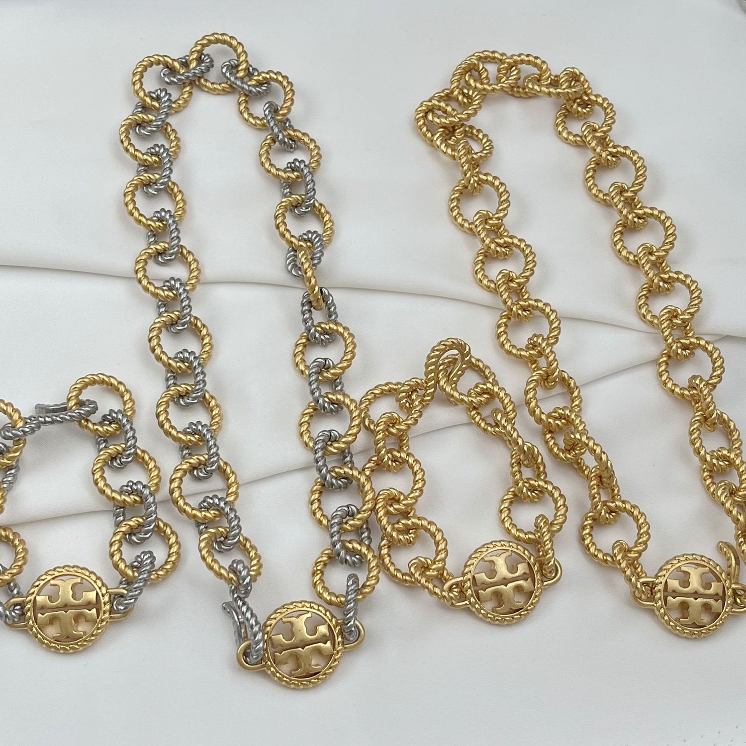 Tory Burch Chunky Chain Twisted Rope S-Clasp Bracelet  Necklace