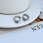Geometric enamel hoop earrings, silver-tone with enamel decorative charm