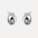 Looped teardrop earrings, silver-tone metal with clear teardrop stone