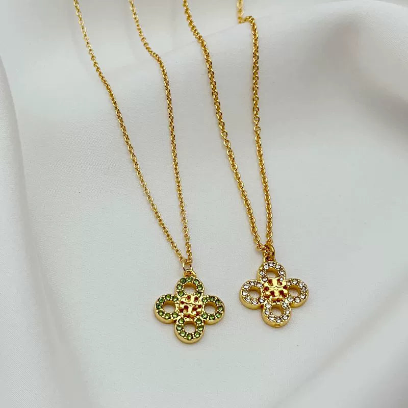 Tory Burch Four-Leaf Clover Logo Pendant Necklace  Holiday Gift