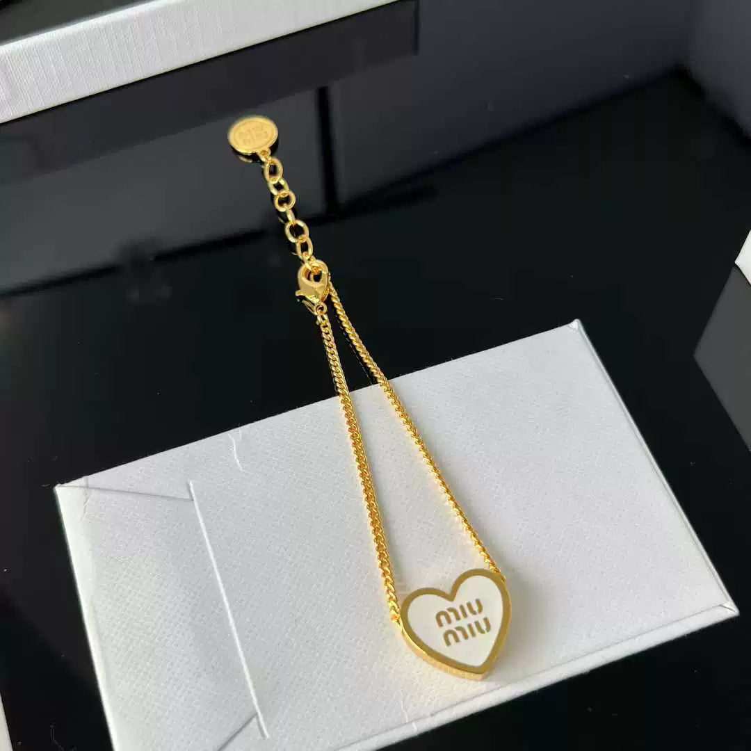 Miu Miu Heart Enamel Adjustable Metal Bracelet