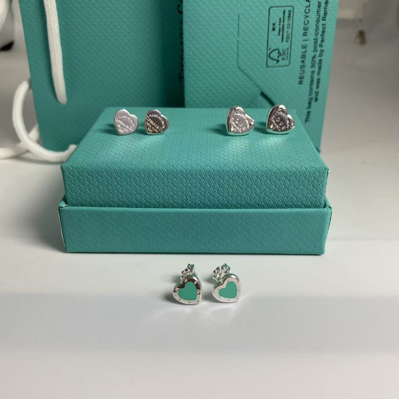 Tiffany Classic Smooth Enamel Heart Earrings
