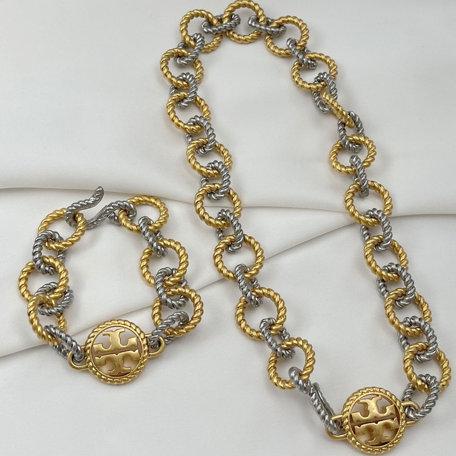 Tory Burch Chunky Chain Twisted Rope S-Clasp Bracelet  Necklace