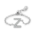 Sterling silver charm bracelet with pavé letter Z initial and round toggle clasp